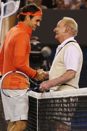 Rod Laver with his friend Roger Federer.