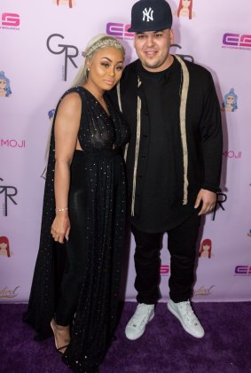 Rob Kardashian and Blac Chyna arrive at her Blac Chyna Birthday Celebration And Unveiling Of Her "Chymoji" Emoji Collection at the Hard Rock Cafe on May 10, 2016 in Hollywood, California.