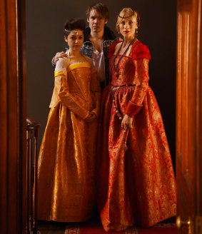 Actors Alex Williams (Romeo), Kelly Paterniti (Juliet) and Angie Milliken (Lady Capulet)  in full costume. 