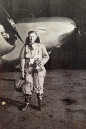 Frank Moore in front of what is believed to be an Airspeed Oxford.