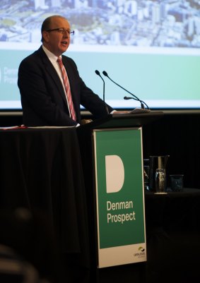 Capital Estate Developments managing director Stephen Byron at a land auction for the new suburb of Denman Prospect which his company is developing and which is now promising to fast-track a shopping centre for the emerging suburbs of the Molonglo Valley.
