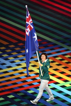 Sentimental favourite: Australia's flagbearer, cyclist Anna Meares.