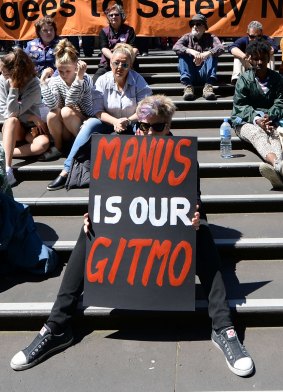 Protesters say Manus Island is Australia's Guantanamo Bay.