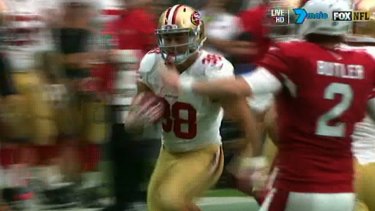 Slippery: Former Eel Jarryd Hayne darts down the touchline on his way to a highlight reel play.