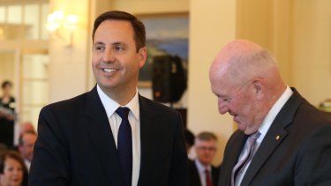 Steve Ciobo was sworn in as Trade and Investment Minister at Government House on Thursday. 
