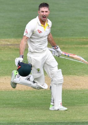 Victory jog: Marsh's century was a riposte to the doubters.