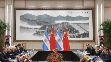 Chinese President Xi Jinping (right) and Argentina's president Mauricio Macri (left) during their meeting on Saturday ahead of the G20 summit.