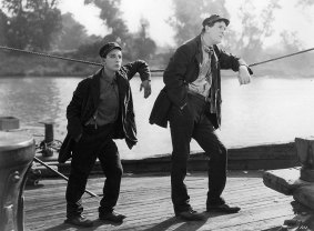 Scene from the 1928 film Steamboat Bill Jr