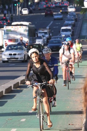 Rip up: College Street's cycleway, which is expected to be replaced by a "part-time" lane in Castlereagh Street. 