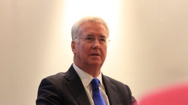 Sir Michael Fallon, Britain's Defence Secretary, at a fringe event at the Tory party conference in Manchester, October 2017.