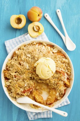 Peach and almond crumble.