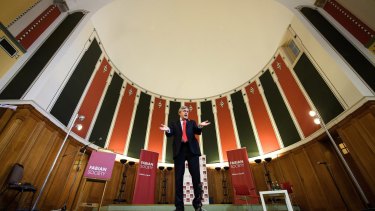Former British Prime Minister Gordon Brown addresses guests on the issues surrounding Brexit in Westminster Cathedral Hall, London on Thursday.