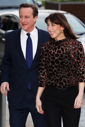 Leaders debate: David Cameron with wife Samantha Cameron.