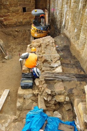The Gaol Bridge pier has been scientifically conserved and will remain buried under the portal floor.