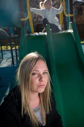 Cassandra Gibson with her two-year-old daughter Ella in a Perth park. 