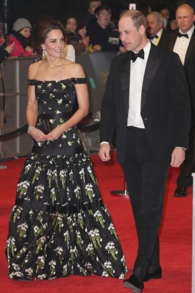 Catherine, Duchess of Cambridge and Prince William, Duke of Cambridge attend the Baftas in chilly London.