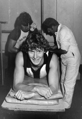 Phil Walsh receives a rub down before taking part in Western Border interleague training. 