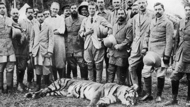 The Prince of Wales tiger shooting in Nepal during the Indian tour of 1921. 