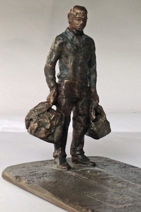 Lis Johnson's Hopscotch Baggage, bronze, 2012, 21 x 10 x 8.5cm.