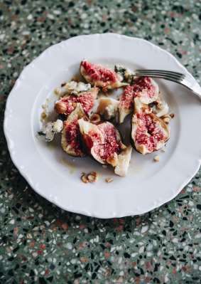 A dish of fig, cheese and hazelnuts at Mr Percivals.