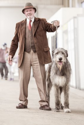 Alan Flackerty with Connaire Aiden, best of breed, Irish wolfhounds.