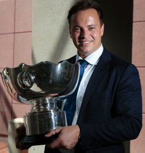 Mark Bosnich with the AFC Asian Cup in Canberra last month.