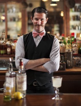 Bartender Jonny at Comstock Saloon with his pisco punch. 