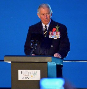 Prince Charles speaks at the dawn service.