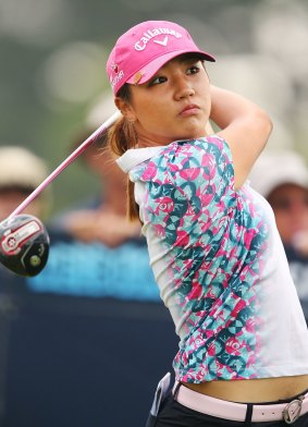 Lydia Ko of New Zealand hits a tee shot during day two of the LPGA Australian Open at Royal Melbourne.