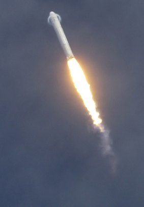 Up, up, and away and don't forget your insurance. A private sector SpaceX Falcon 9 rocket launches.