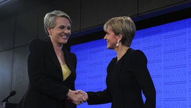 Australians would happily elect Julie Bishop (right) or Tanya Plibersek if given the chance.