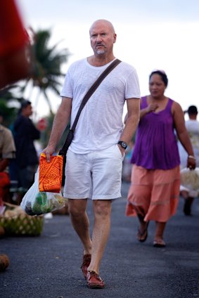 Robert Oliver at Apia's market.