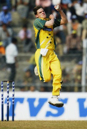 In action: Nathan Bracken playing for Australia in 2003.