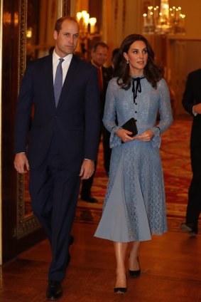 Prince William and Kate, the Duchess of Cambridge, attend a reception at Buckingham Palace to celebrate World Mental Health Day.