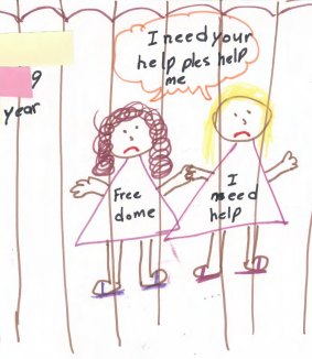 A drawing done by a child in detention.