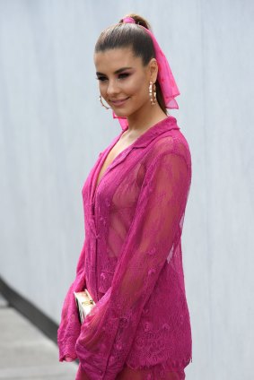 Television presenter Lauren Phillips was also thinking pink. 