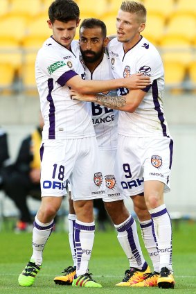 A goal from Diego Castro (middle) effectively sealed the result for the Glory.
