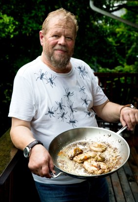 Franz Scheurer shows off his fish semen dish. 