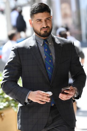 Mehajer's lawyer, Mahmoud Abbas, arriving at court on Tuesday.