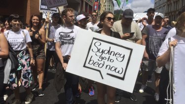 Opponents of Sydney's 1.30am lockout laws protested on the city's streets on Sunday.