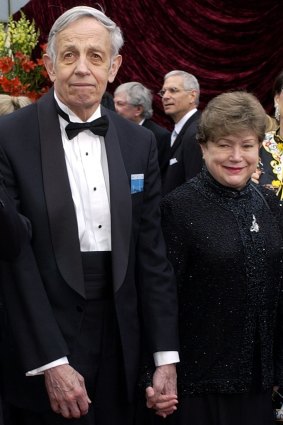 John Nash and his wife Alicia, arrive at the 2002 Academy Awards, at which 'A Beautiful Mind' won four awards.