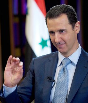 Syrian President Bashar al-Assad  speaks to the BBC in Damascus, Syria.  