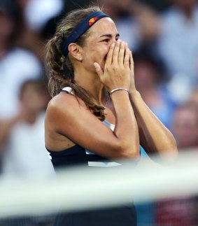 Tears of joy: Monica Puig after her win over Sam Stosur.