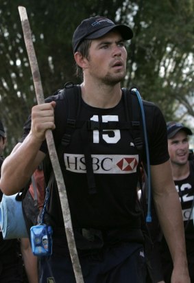 Luke Hodge walking the Kokoda trail in 2004.