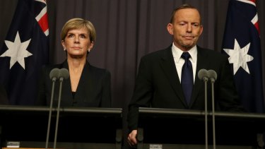 Ambassador withdrawn: Prime Minister Tony Abbott and Foreign Minister Julie Bishop address the media after the executions.