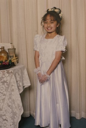 Angelica, aged 11, at her holy communion. 