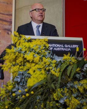 Arts Minister George Brandis announces the Tom Roberts exhibition at the National Gallery of Australia in Canberra. 