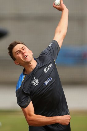 Trent Boult bowls during a nets session at the MCG on Friday.