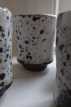 Adam Knoche,  Beaker white and black, "AIR" exhibition Strathnairn Arts February to March 2015