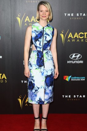 Famous fashion: Actor Mia Wasikowski wearing Josh Goot creation at the AACTA Awards in Sydney last week.